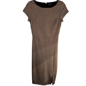 Express Women's Dress XS Extra Small Brown Checked Sleeveless Misses Size 0 2
